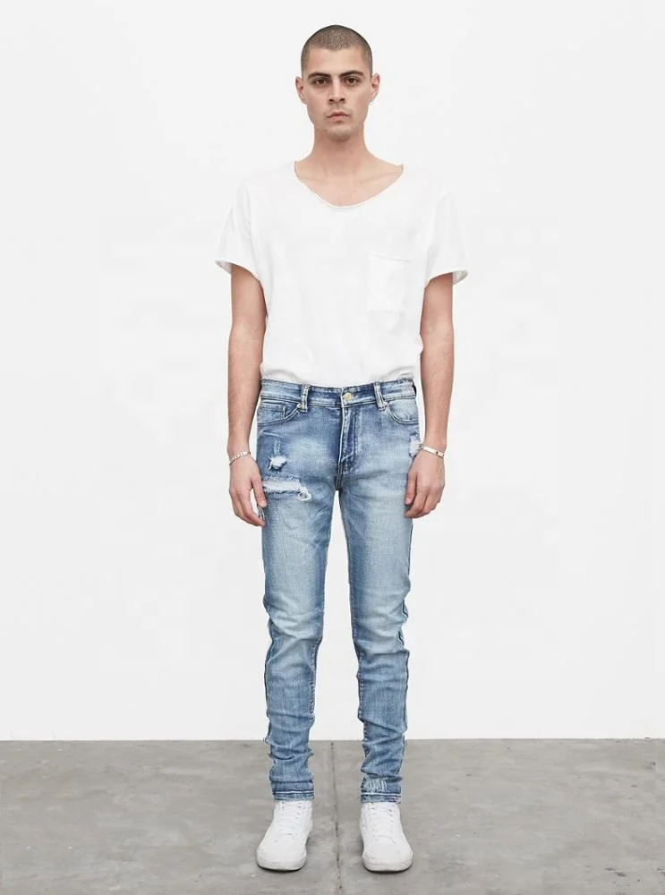 DiZNEW обычай оптом Slim Fit рваные Мужские джинсы