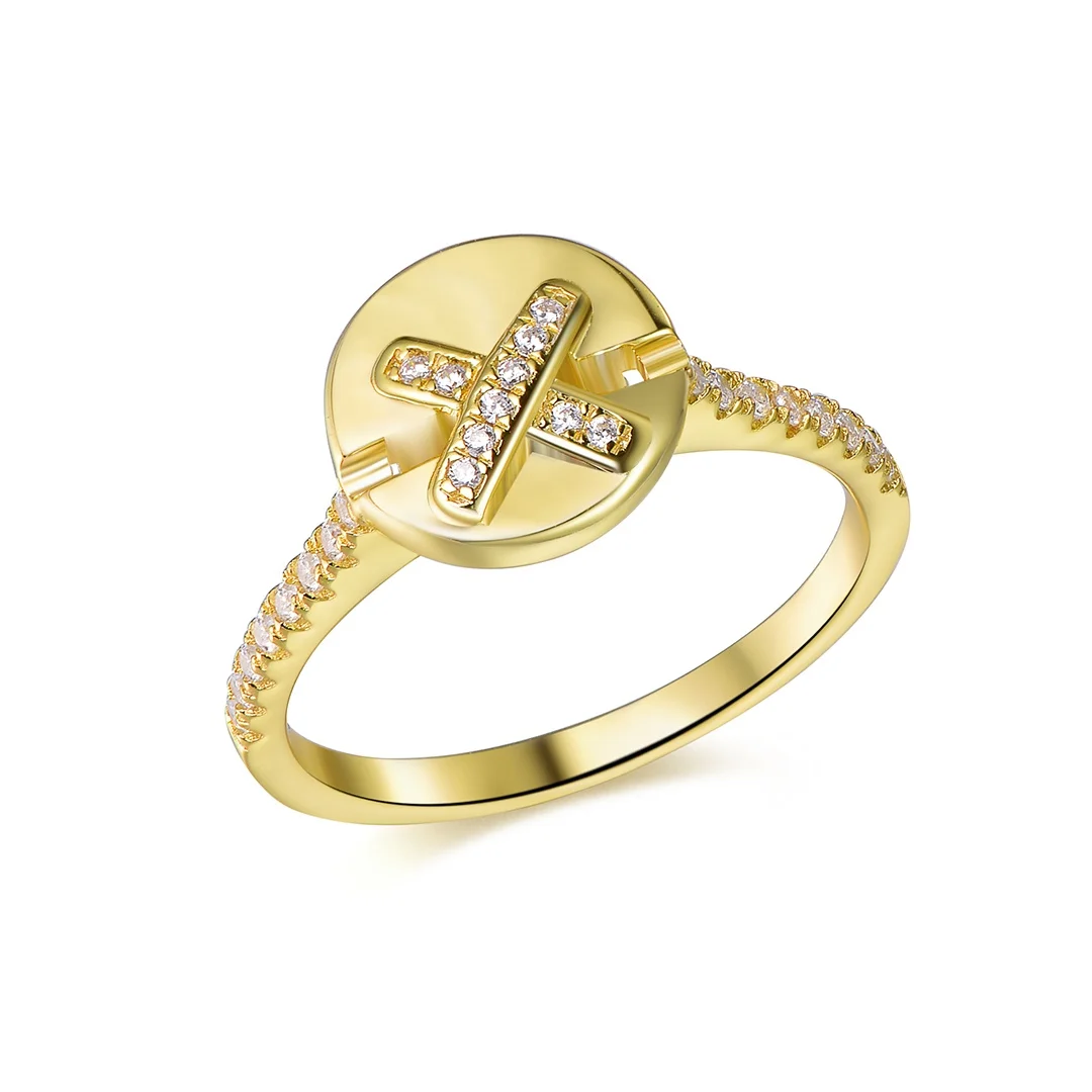 14k gold plated non tarnish rings 18k gold plated rings letter gold plated classical simple diamond rings