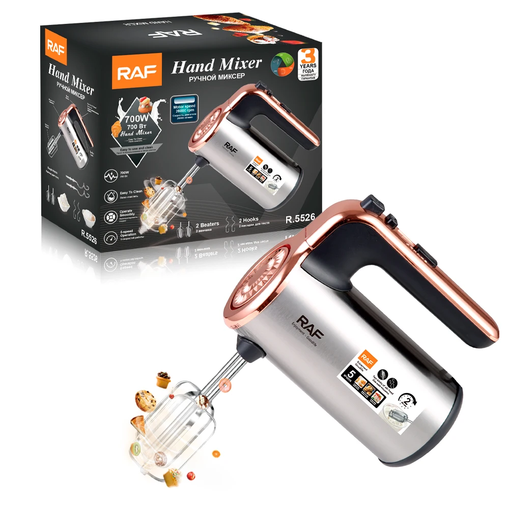 Electric Hand Mixer Kitchen Handheld Mixer Stainless Steel Dough Hooks Baking Cake Egg Beater