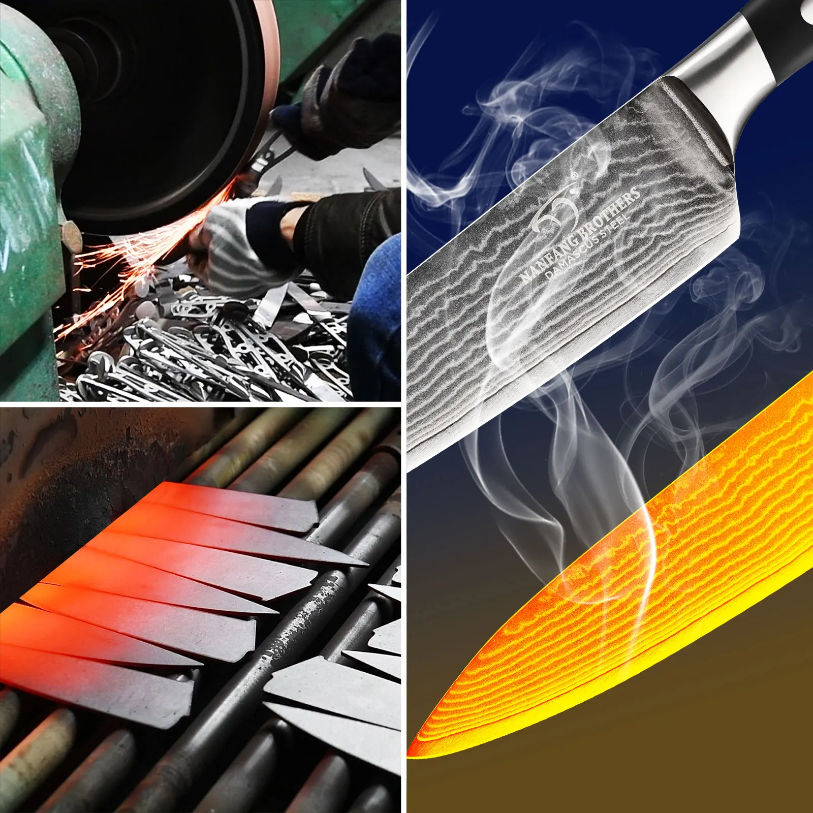 Cuchillo de sushi con mango ABS de 8 pulgadas y hoja de acero de Damasco para chef de uso diario en la cocina._voghion.com