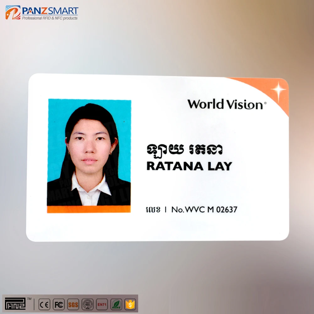 CMYK Offset Printing Teslin Material Employee Staff Card Id Card With Name and Photo Print