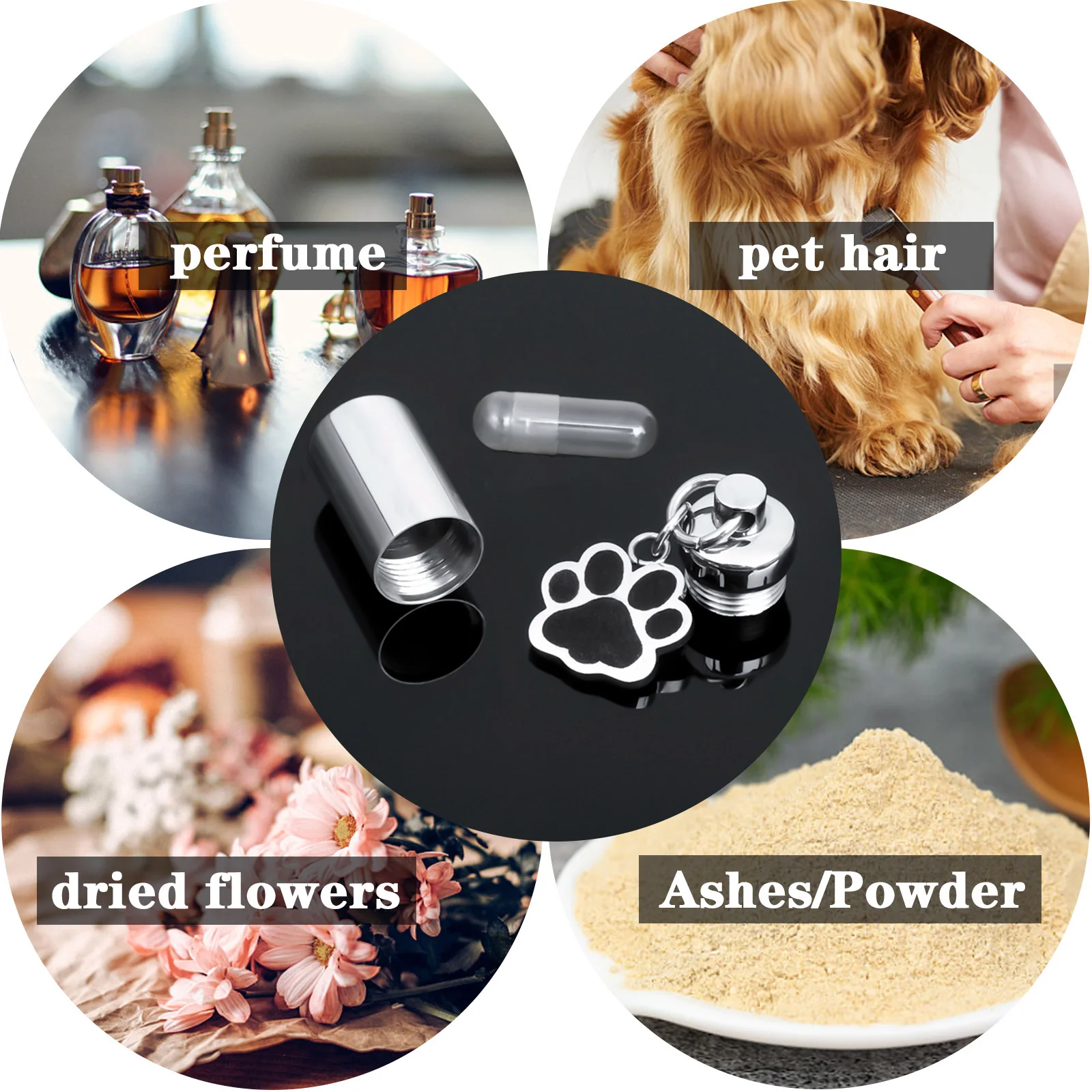 Personalized Cylinder with Wing Paw Cremation Urn Keychain Pendant  Memorial Ashes Keyring Keepsake Jewelry Gift for Women Men