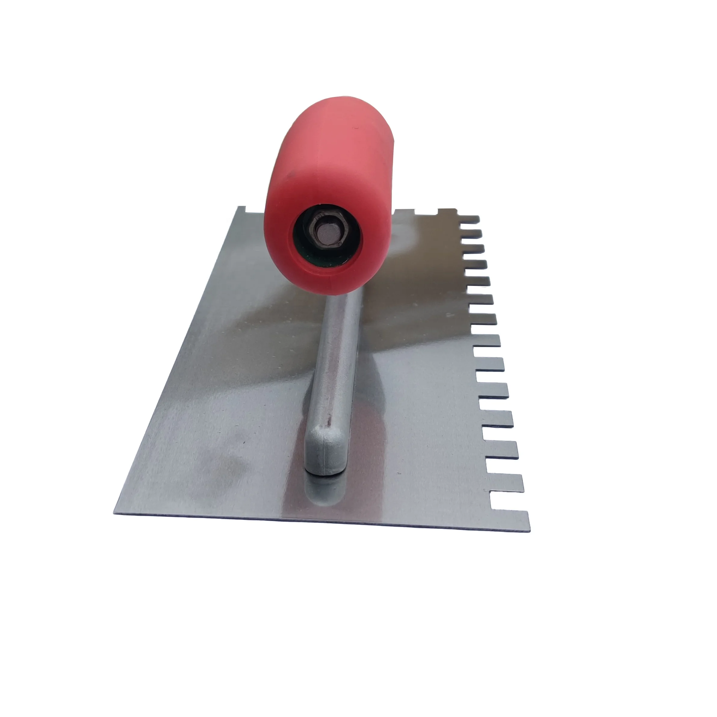 "Carbon Steel Square Notched Trowel with Plastic Handle for Professional Tile Adhesive Application"