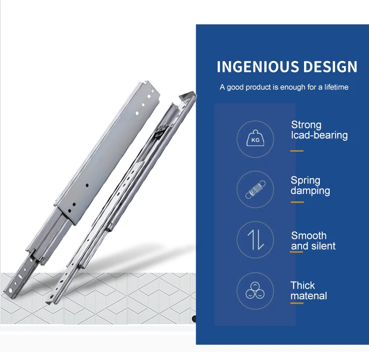 Low Profile Drawer Slide 3 Fold 76 Mm Tool Less Drawer Slide Undermount