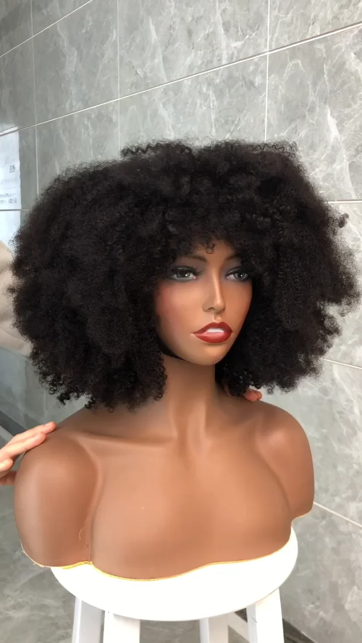 Mongolian Afro Kinky Curly Wig Human Hair100 Wholesale Virgin Brazilian Wigscuticle Aligned 