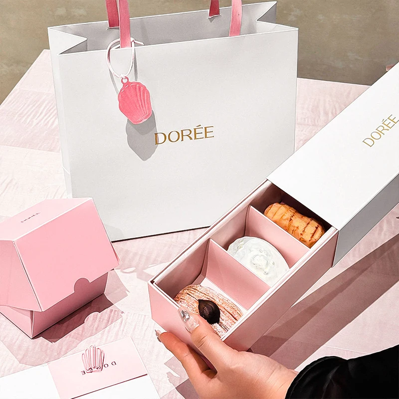 OEM/ODM-anpassad lyxig rosa bagerigåvolåda med indelning för munkar