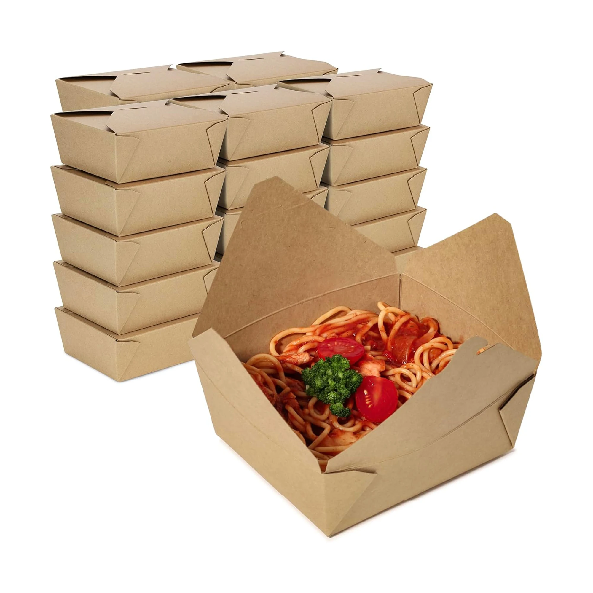 Customized Logo Reusable Eco-Friendly Waterproof Portable Kraft Paper Boxes Embossing Four-Color Die Cuts Fast Food Takeout