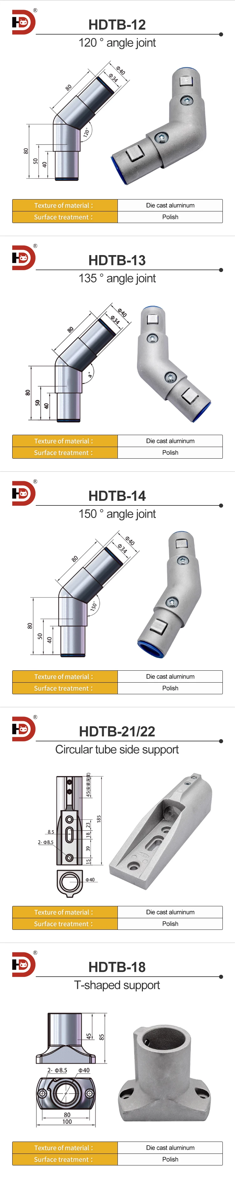 Step Industrial Ladder 40 Round Tube Connector Aluminum Alloy L/Y/T/X/V Joint Handrail Link factory