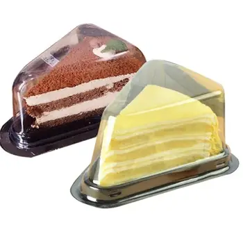 Clear Plastic Individual Disposable Triangle Cake Boxes Dessert Cheesecake Containers PET Material