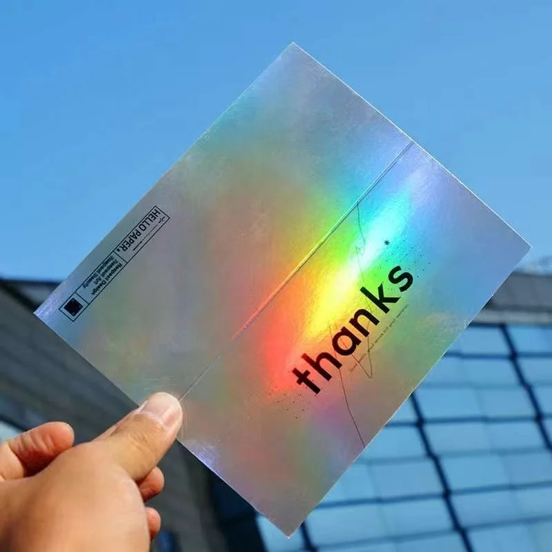 holographic greeting cards Custom Raised Foil Printing Thank You Post Card Printing 102*152mm(Double sided different design) / 300g Coated Paper / double sided Blank Inside Andaz Press Iridescent Foil Bulk