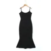 mature woman black suspender dress