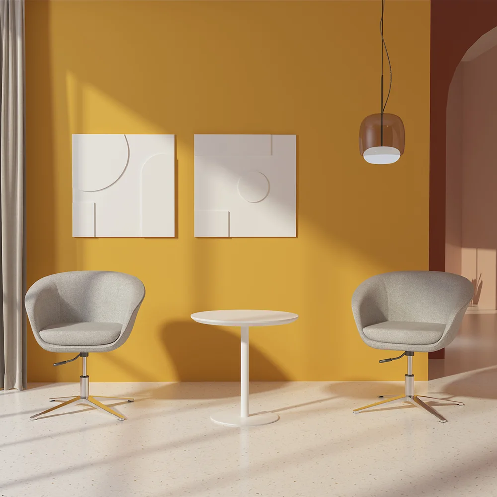 Commercial Furniture Modern Round Upholstered Club Thick Cushion Lifting  Revolving Office Reception Visitor Leisure Tub Chair