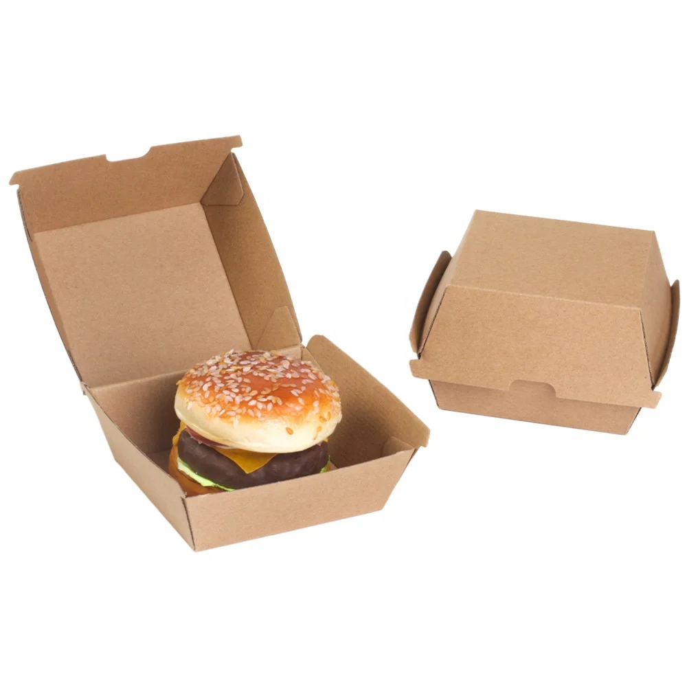 Corrugated Hamburger Box Food Grade Hot Dog Bread Packing Box Western Food Takeaway Insulated Lunch Box Size Printing Customized