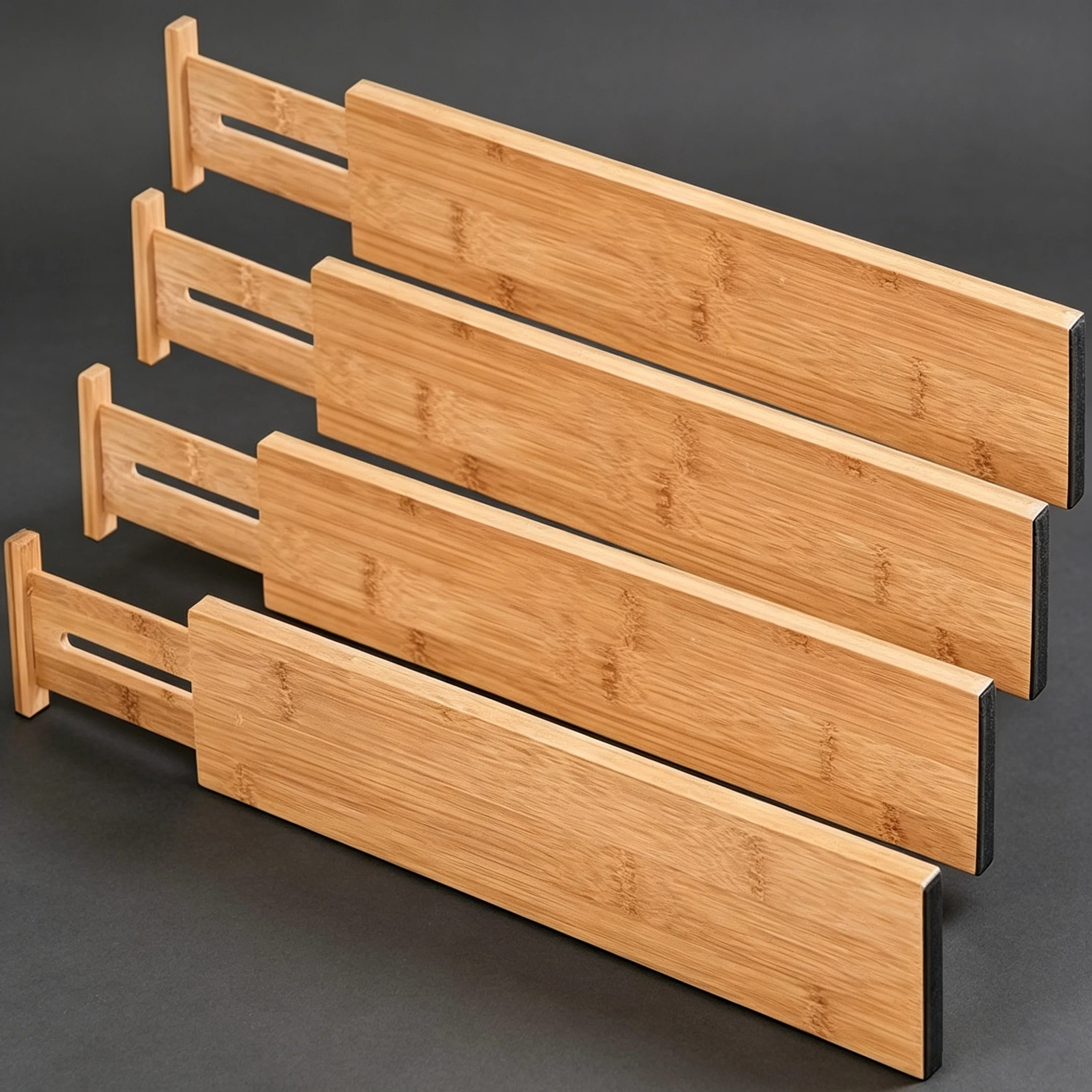 Adjustable Bamboo Kitchen Drawer Divider Separators Organizers Expandable 4 Dividers Drawer Organizers for Kitchen Custom Logo