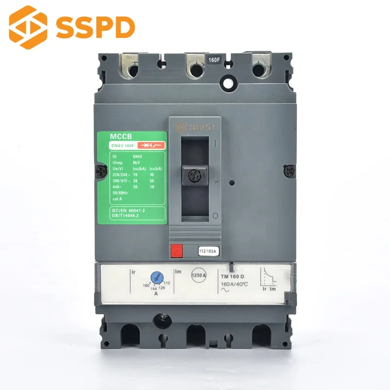 SSPD MCCB Auxiliary Contact Circuit Breaker 3 Phase of CVS 160A with Electrical Switch