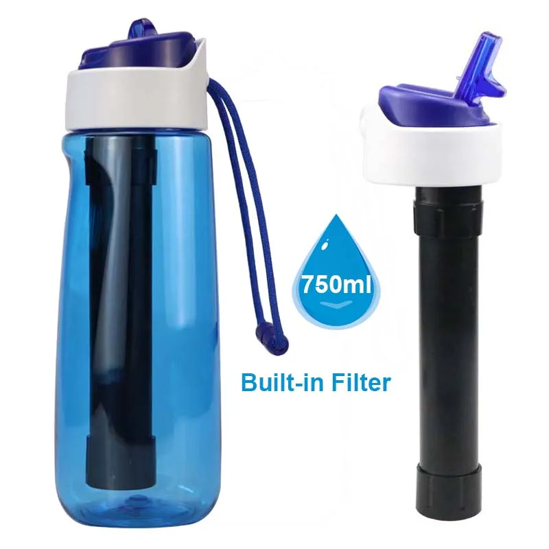 Портативный Спорт изолированный фильтр для воды бутылка с палочка-фильтр для наружного путешествия альпинизма походов выживания