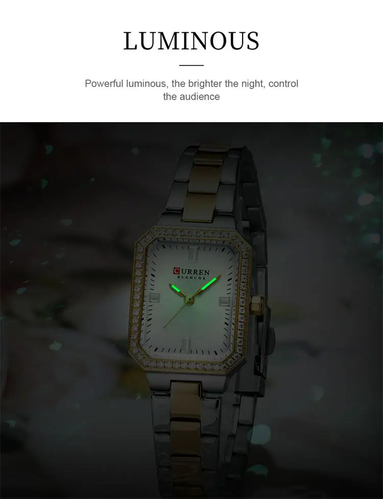 Curren 9102 Elegant Made in Prc Lady Quartz Watch Vive Stainless Steel Band Waterproofing Diamond Bling Business Reloj Watch