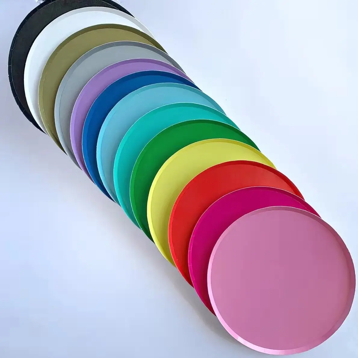 Elegant Pastel Color Paper Plates 9 Inch Green Blue White Silver Black Brown Pink Restaurant