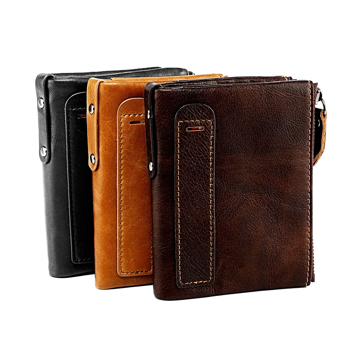 Cheap Men's Genuine Leather Wallet Vintage Short Multi Function