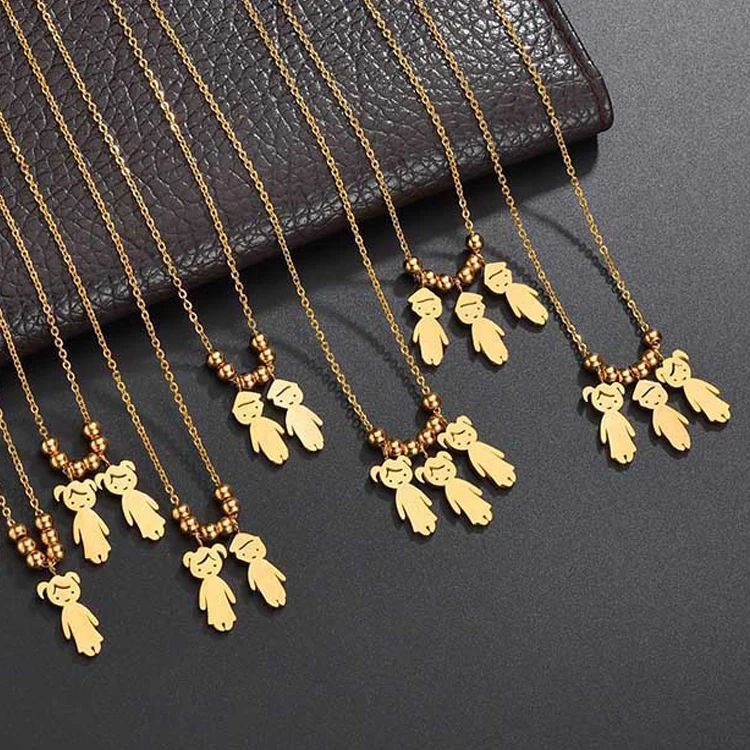 24k Gold Stainless Steel Boy Girl Sisters Brothers Little Girl