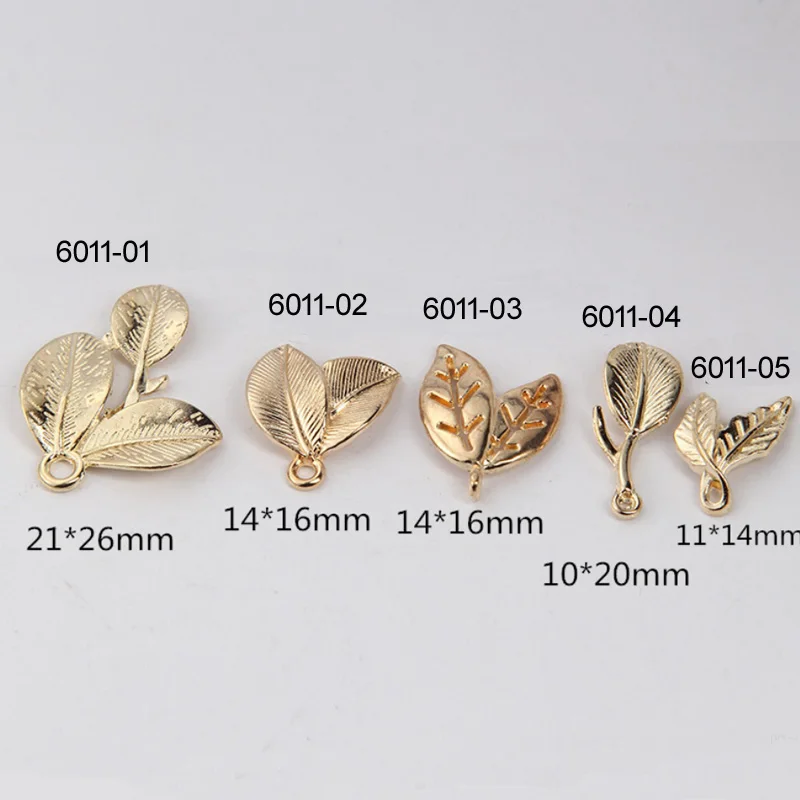 Metal  Gold Leaf Charm Pendant For Jewelry Making