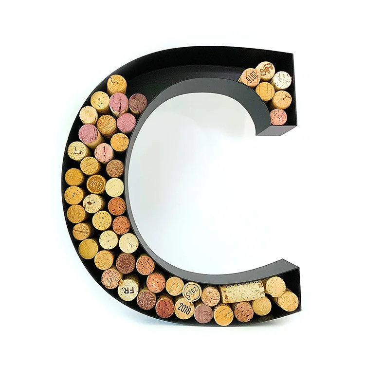 Wall Mounted Metal Wine Cork Holder Letter Shape Wine Cork Holder For