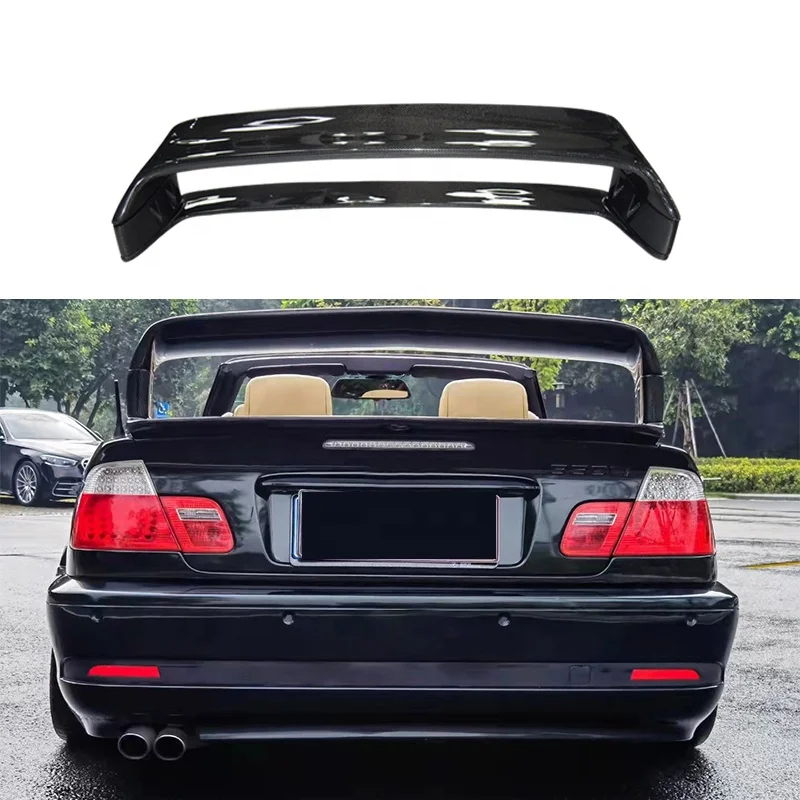 Carbon Fiber Double Deck Rear Wing Spoiler For BMW E46 Base Sedan 4-Door 1998-2005 4 Pieces High