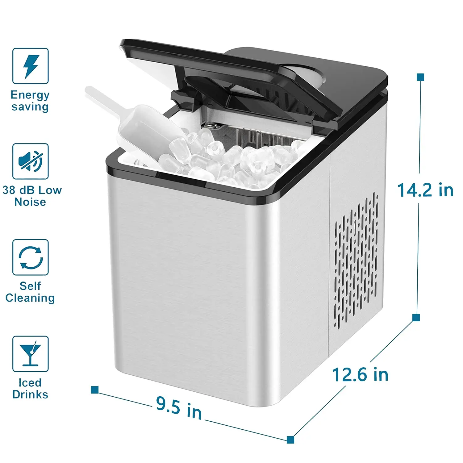 Household Compact Countertop Automatic Compressor Cooling  Portable Home Mini Round Ice Cube Ice Maker Making Machine