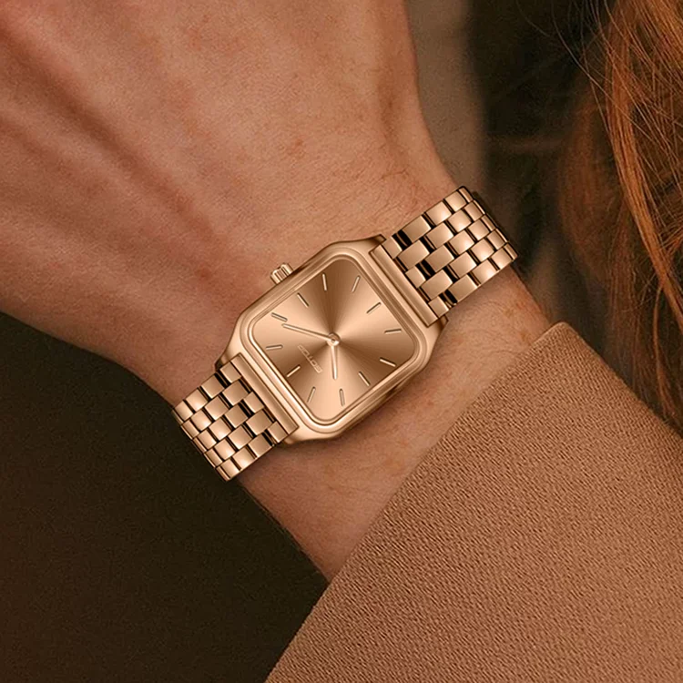 OEM Custom Logo Square Retro Quartz Fashion Vintage Female Girls Women Ladies Watch