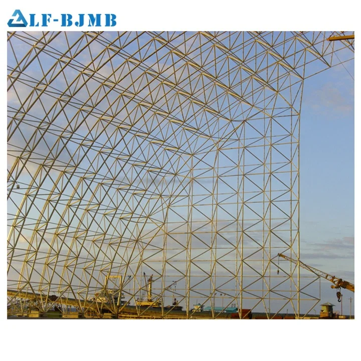 Famous Customized Light Steel  Space Frame Coal Storage Shed  Curved Roof Spatial Structures