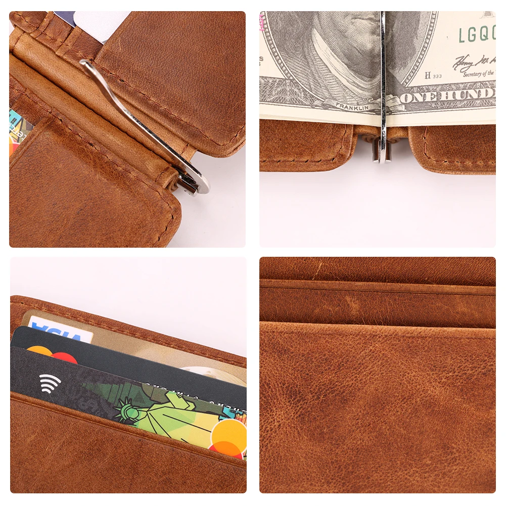 2023 Pure Men's Leather Wallet Rfid Blocking Thin Front Pocket