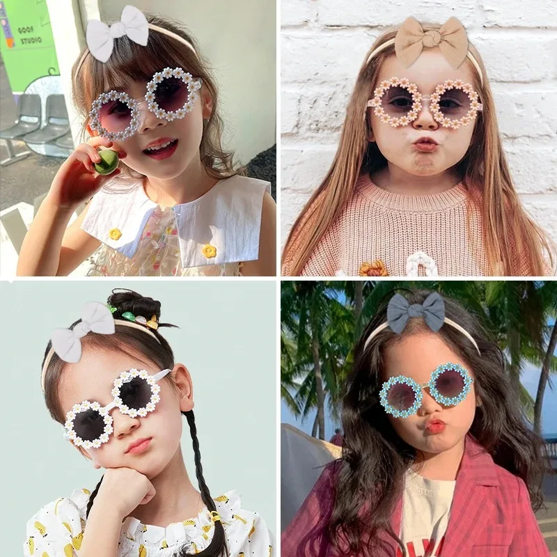 New Low Price Hot Selling Fashion Baby Sun Flower Eyeglasses With Headbands Set Lovely C aperçu 4