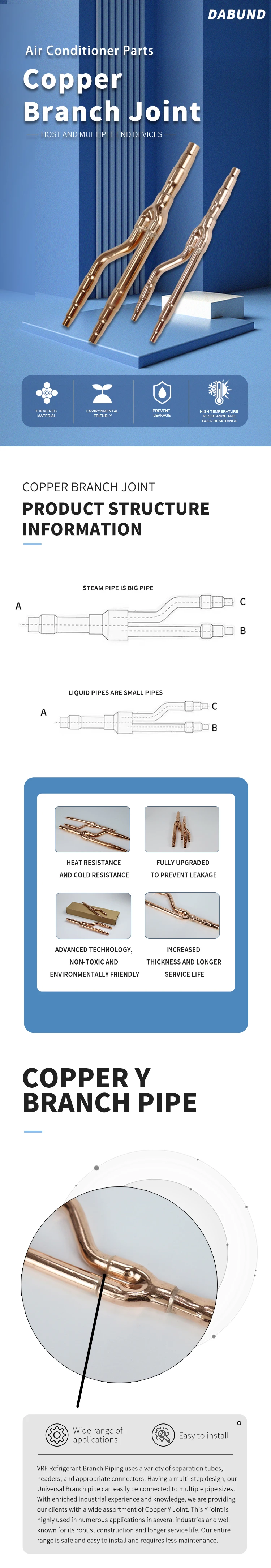 Hot Sales Copper Branch Joint Air Conditioning Fitting For Hvac Parts details