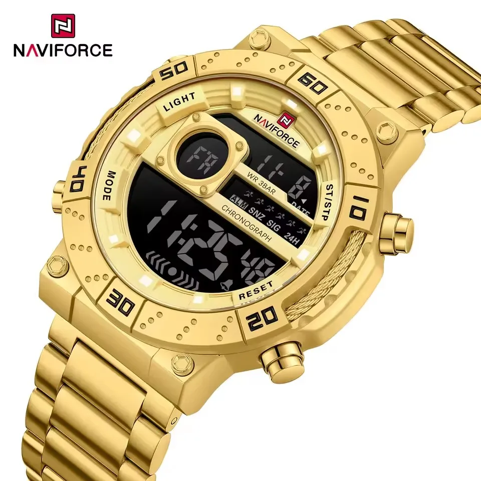 ゴールデン様 NF9241S Men's Waterproof Digital Chronograph Watch - Sporty Style