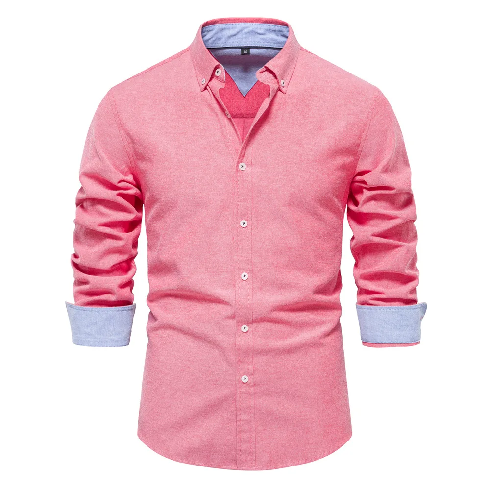 Autumn Men's New Slim Fit Shirt Casual Versatile Fashion Solid Color Long  Sleeved Button Down Collar Dress Shirt| Alibaba.com