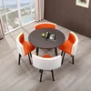Orange red leather chair set for dining table