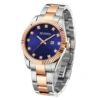 Montre femme en caoutchouc noir avec boîtier en or et cadran rouge