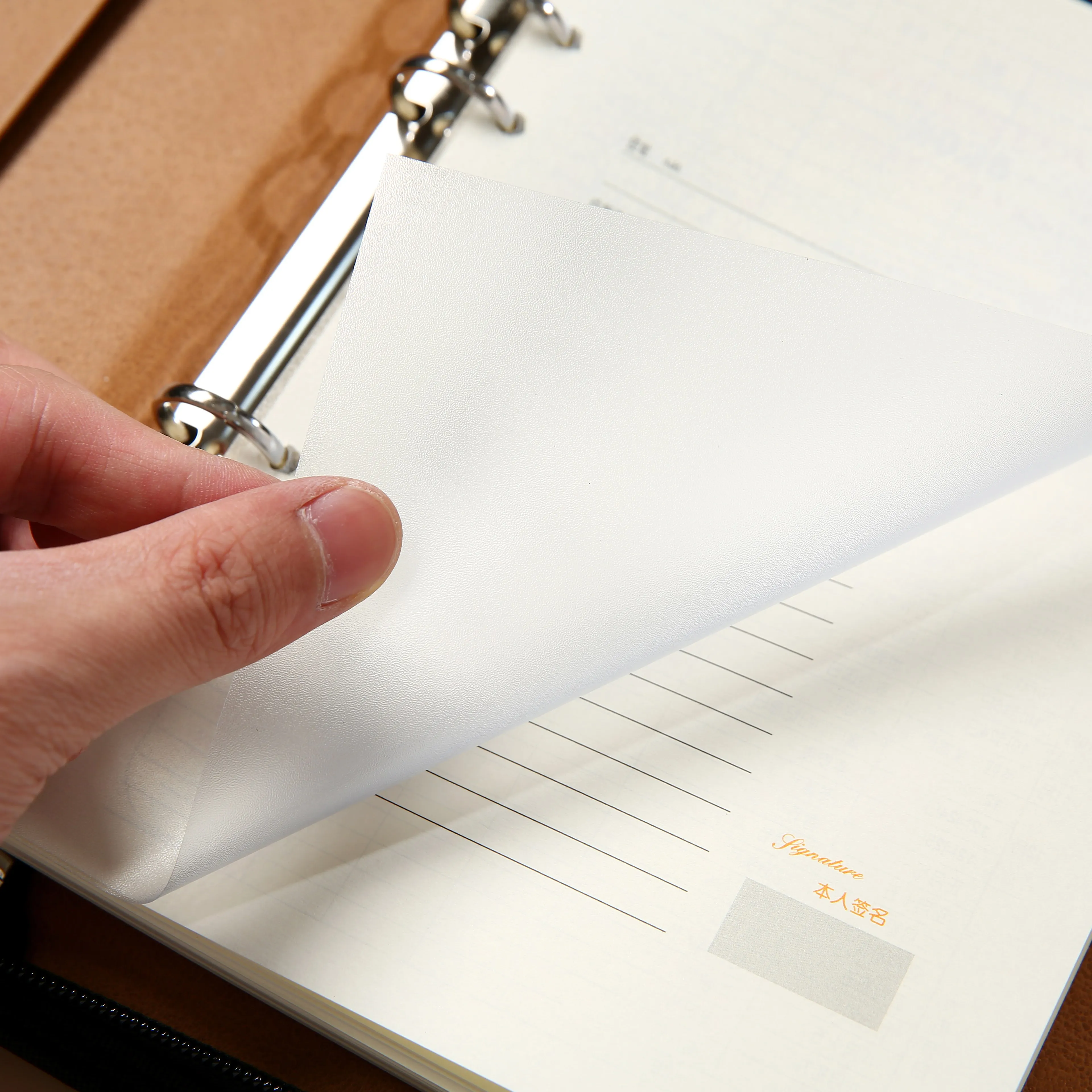 product zippered notebook pu leather  6 ring binder with card slots for business office meeting executive work planner organizer-11