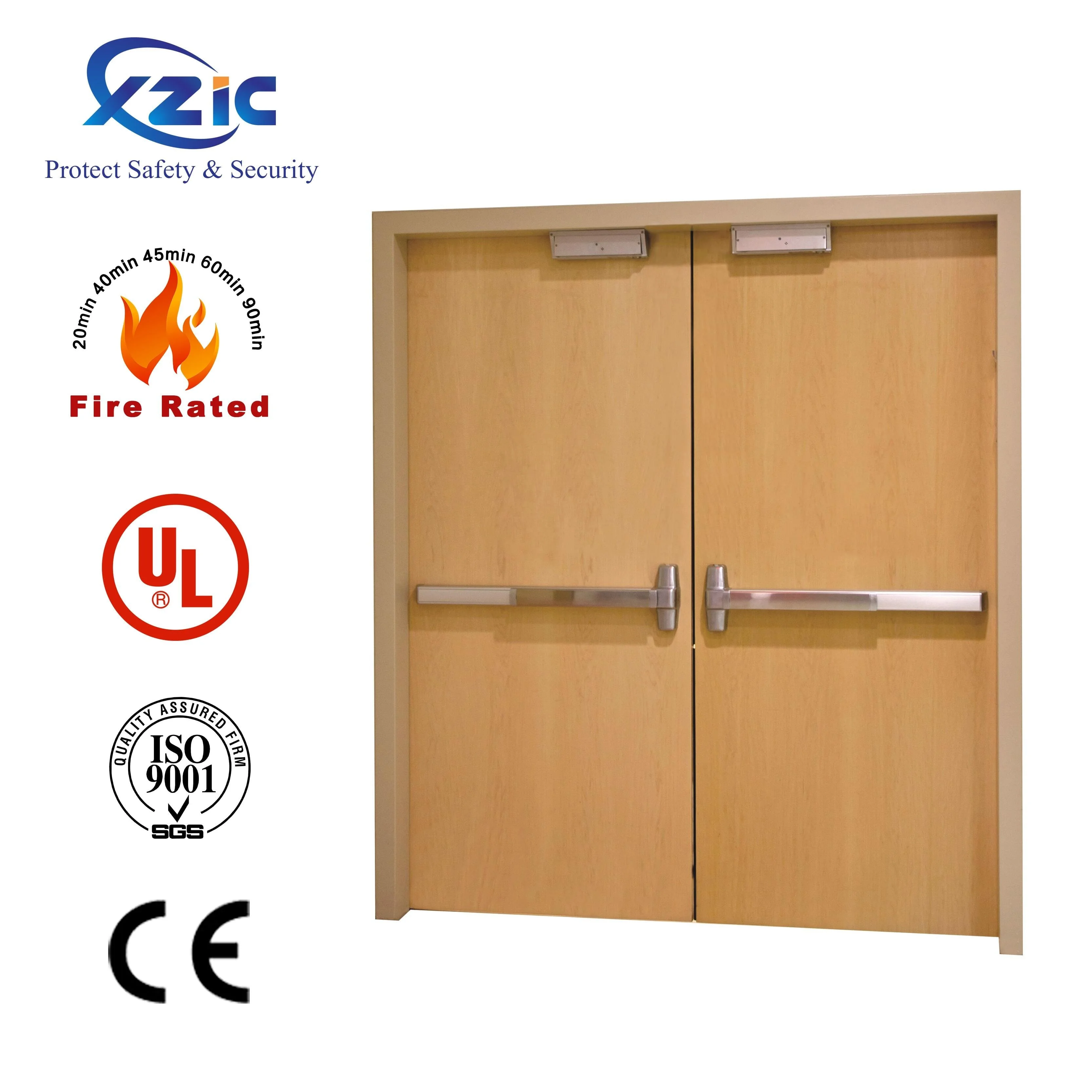 Ul 90 Minutes Fire Rated Wood Door Soundproof/fireproof Wooden Door For