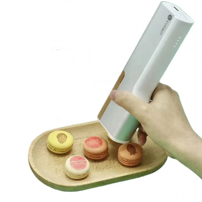 Lissontine Stampante Portatile per Caffetteria E Pasticceria Stampante per Torte Penna Alimentare a Inchiostro Commestibile per Loghi su Biscotti, Torte E Cappuccini (Black