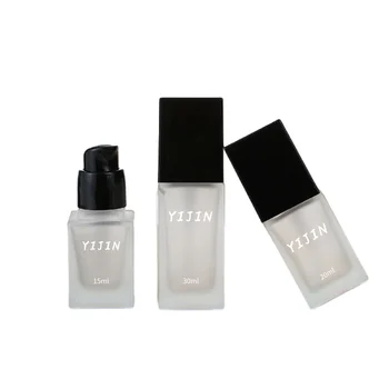 High Quality Custom Design Matte Frosted Transparent Cosmetic Glass Bottle With Pump For BB Foundation