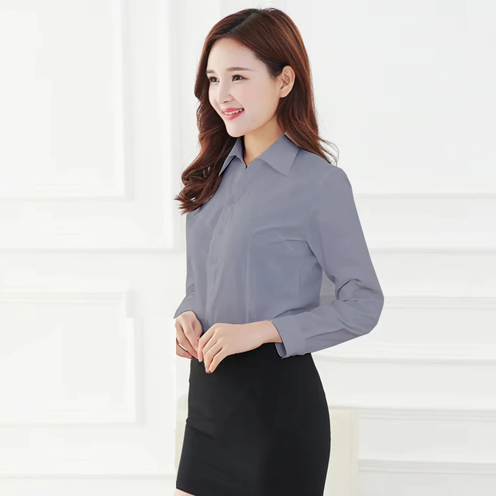 Women's Formal Office Business Shirt - Long Sleeve, Cotton Blend, Eco-Friendly Button Top for Casual or Professional Wear Women's Formal Office Business Shirt - Long Sleeve, Cotton Blend, Eco-Friendly Button Top for Casual or Professional Wear