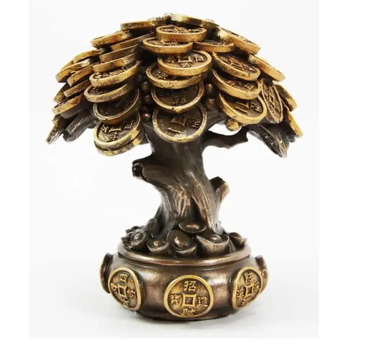 Feng Shui Gold Tree Statue Golden Money Coin Tree of Wealth and Abundance Decor Talisman Figurine