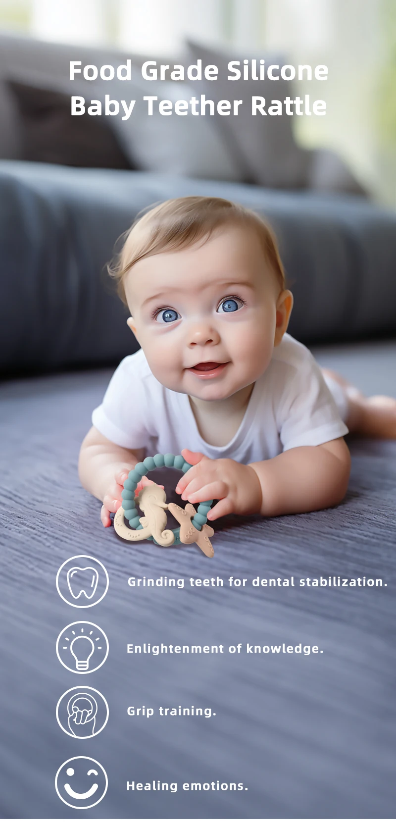 Newborn Gift Set Dongli Custom Chewable Animal Rattles Teether Sensory