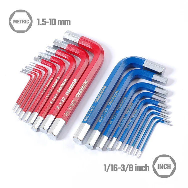WORKPRO 18pcs High Quality Hex Key Set with Short Arm Hex Key Wrench Kit