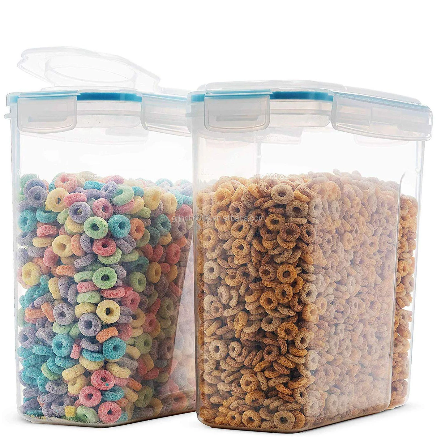 85oz dispensador de alimentos secos herméticos sin BPA con cubierta extraíble para cereales azúcar y más azul harina Contenedores de cereales de plástico 