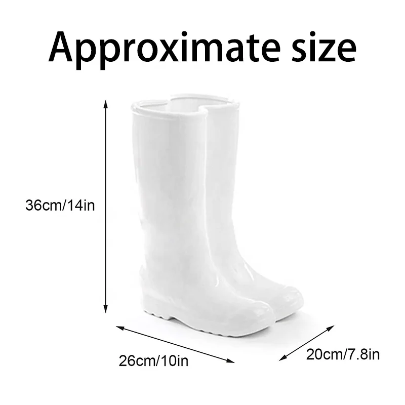 Custom Factory Direct White Boot Shaped Umbrella Stand Ceramic Umbrella Holder for Home Decor
