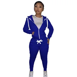 2021fall clothing zipper up hoodie set Sweatsuit woman tracksuit two piece jogger Set two piece set for women