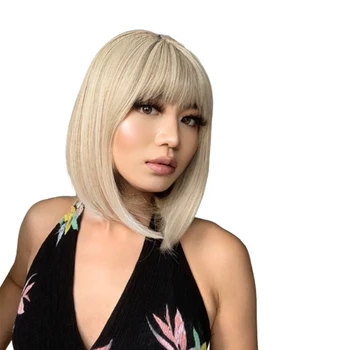 Blonde short female haircut puffy natural short Synthetic hair wigs for American Africa women
