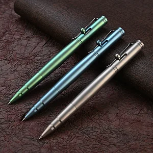 Wholesale Custom LOGO Printing Bullet Shaped Bolt Action Tactical Pen Titanium Alloy Metal Luxury Gun Pen